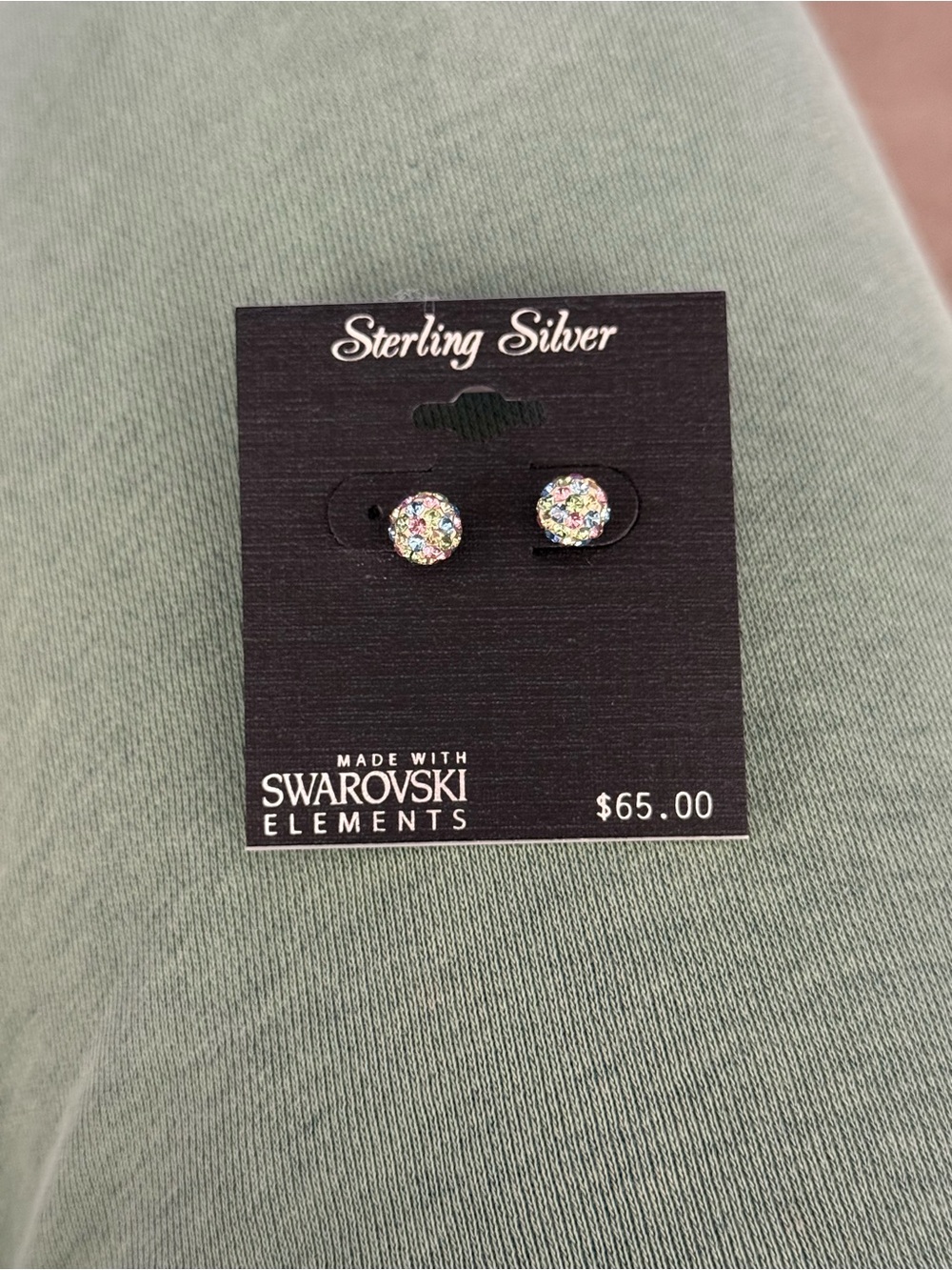 Swarovski Sterling Silver Multicolor Crystal Stud Earrings